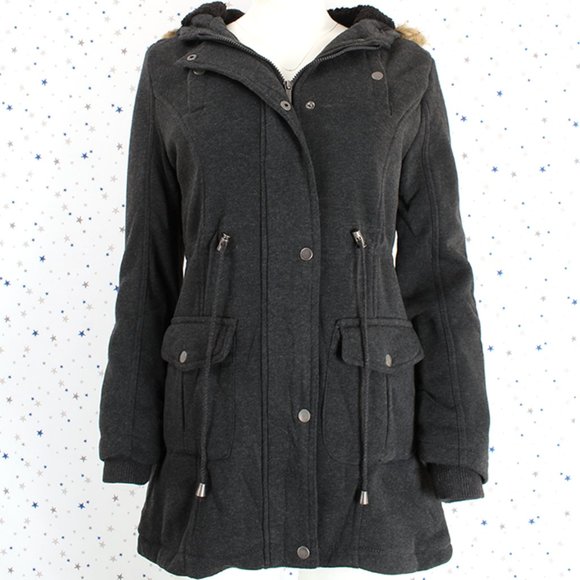 Fur Lined Anorak Hooded Fleece Coat Jacket Char. - Picture 2 of 10